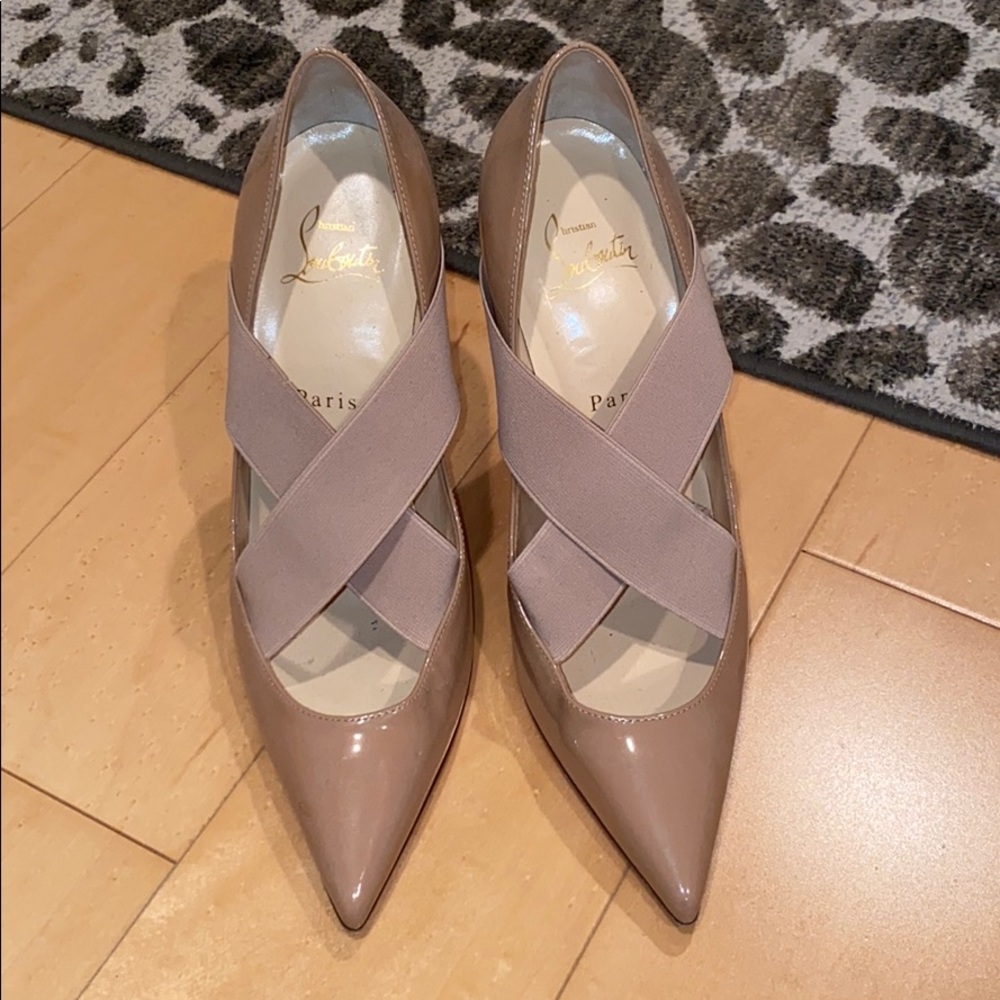 Christian Louboutin nude bandage heels